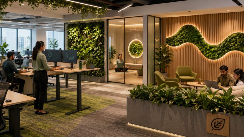 The Wellness Office in 2026: Sit-Stand Desks, Meditation Zones & Biophilic Panels Redefining Indian Workspaces
